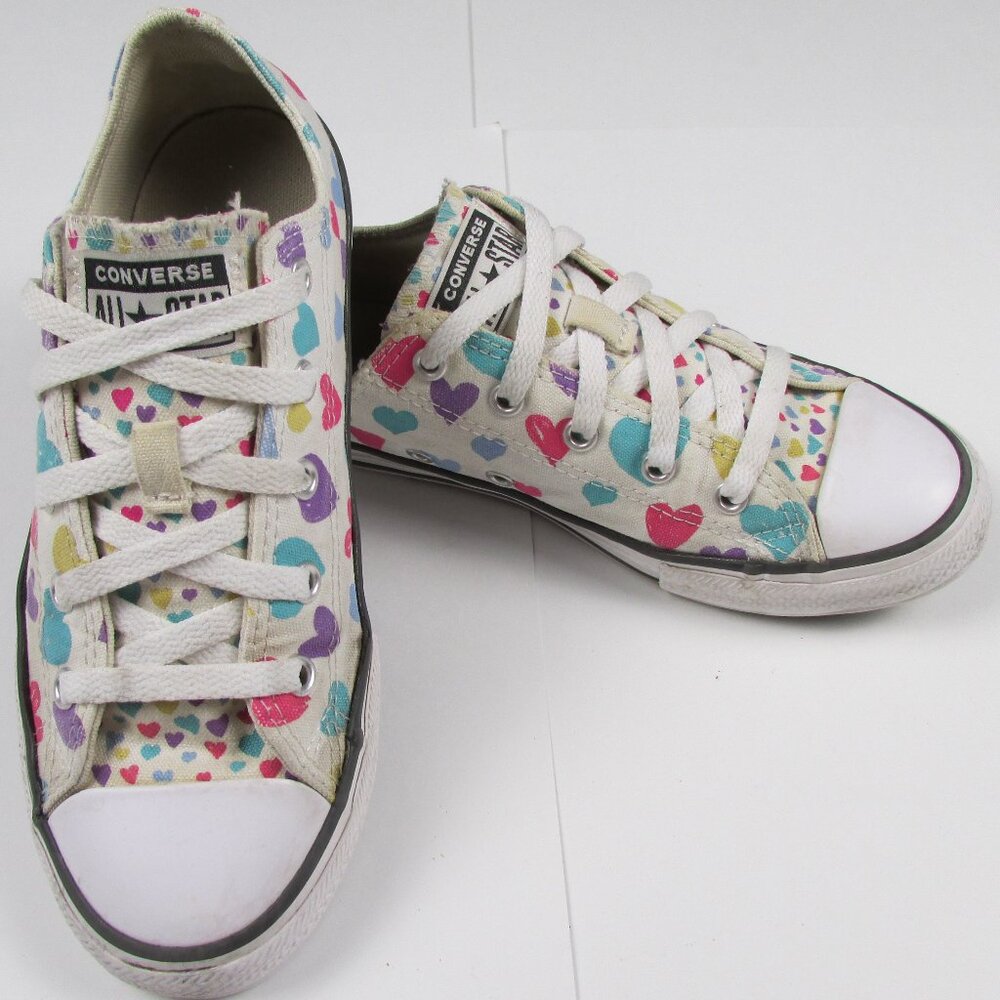 Converse All Star Chuck Taylor Low Top Multi Color Hearts Sneakers Shoes Kids 3